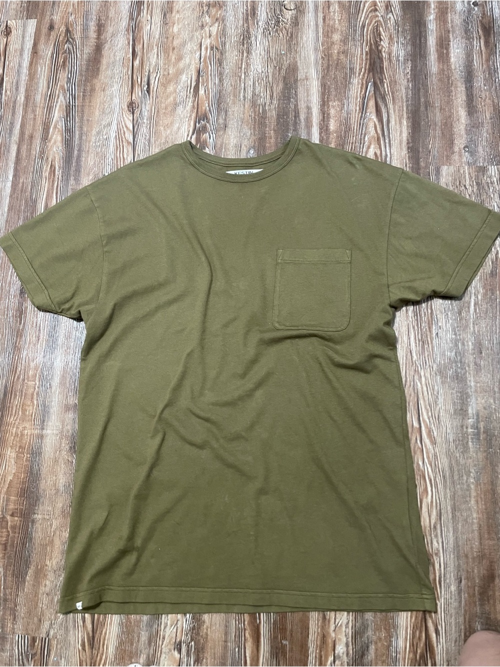 Kestin Heavyweight Cotton T Shirt Crewneck Pullover Olive Green Size Small S